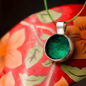 Hand Made Sterling Silver Small Emerald Green Pastille Pendant