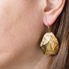 Hand Made Sterling Silver Gold Plated Big Limpet Seashell Earrings