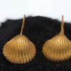Hand Made Sterling Silver Gold Plated Big Cockle Clam Seashell Earrings