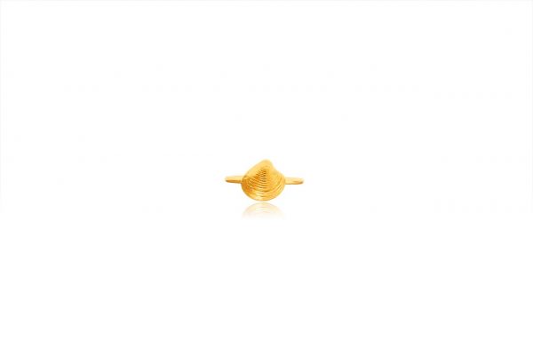 Hand Made Sterling Silver Gold Plated Tiny Clam Seashell Ring
