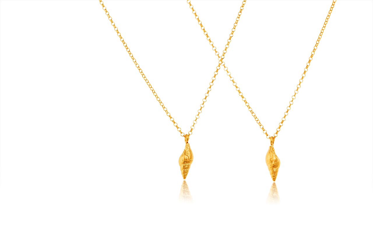 Hand Made Sterling Silver Gold Plated Dove Seashell Pendant Hand Made Sterling Silver Gold Plated Dove Seashell Pendant