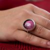 Hand Made Sterling Silver Big Amethyst Purple Adjustable Pastille Ring