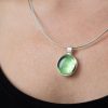Hand Made Sterling Silver Small Peridot Green Pastille Pendant