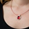 Hand Made Sterling Silver Small Fire Red Pastille Pendant