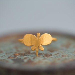 Hand Made Sterling Silver Gold Plated Plain Butterfly Ring