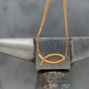 Hand Made Sterling Silver Gold Plated Ichthys Pendant