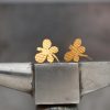 Hand Made Sterling Silver Gold Plated Striped Butterfly Studs