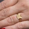 Hand Made Sterling Silver Gold Plated Etched Butterfly Ring