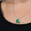 Hand Made Sterling Silver Small Emerald Green Pastille Pendant