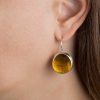Hand Made Sterling Silver Small Amber Pastille Earrings