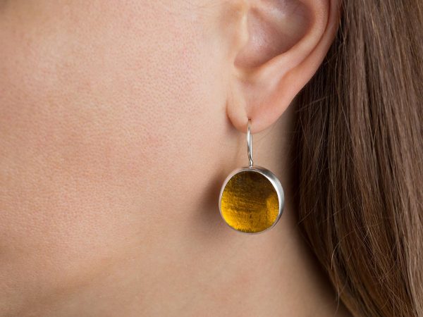 Hand Made Sterling Silver Big Amber Pastilles Earrings