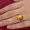 Hand Made Sterling Silver Small Amber Adjustable Pastille Ring