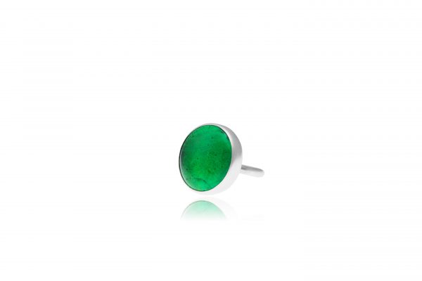Hand Made Sterling Silver Big Emerald Green Adjustable Pastille Ring