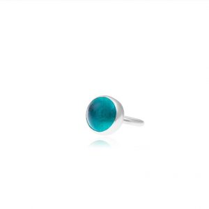 Hand Made Sterling Silver Small Adjustable Teal Pastille Ring