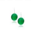 Hand Made Sterling Silver Big Emerald Green Pastilles Earrings