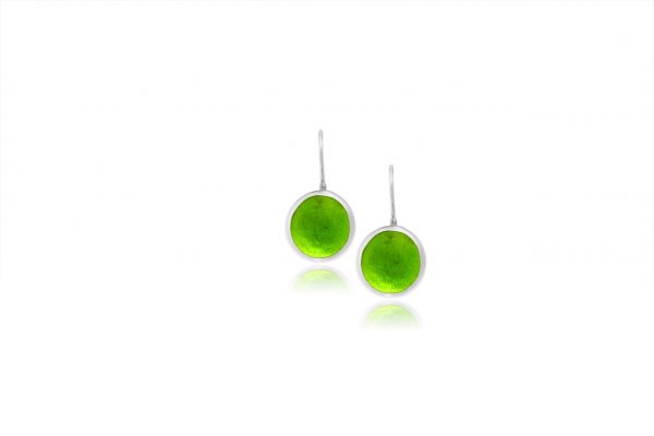 Hand Made Sterling Silver Small Peridot Green Pastilles Earrings