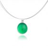 Hand Made Sterling Silver Big Emerald Green Pastille Pendant