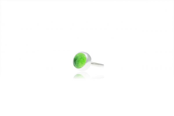 Hand Made Sterling Silver Small Peridot Green Adjustable Pastille Ring