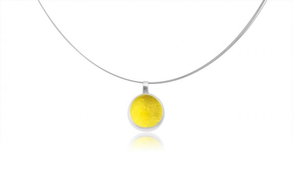 Hand Made Sterling Silver Small Lemon Yellow Pastille Pendant