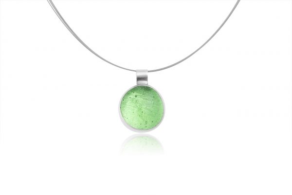 Hand Made Sterling Silver Big Peridot Green Pastille Pendant