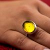 Hand Made Sterling Silver Big Lemon Yellow Adjustable Pastille Ring