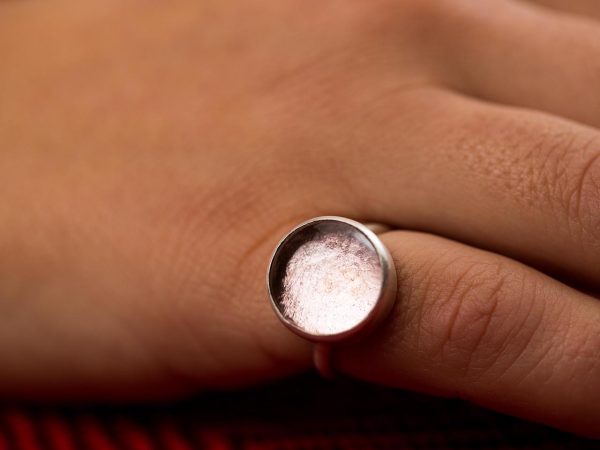 Hand Made Sterling Silver Small Light Rose Adjustable Pastille Ring