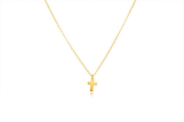 Hand Made Sterling Silver Gold Plated Tiny Cross Pendant