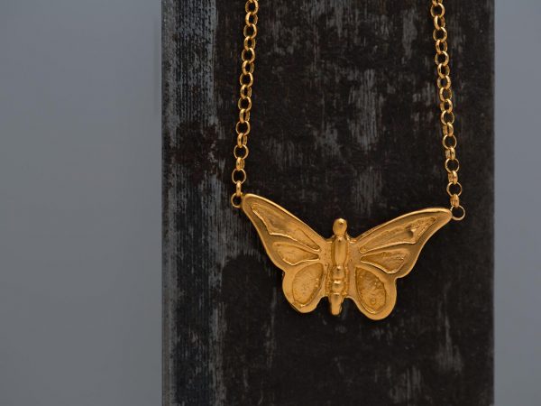 Hand Made Sterling Silver Gold Plated Small Butterfly Pendant