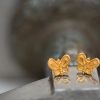 Hand Made Sterling Silver Gold Plated Dainty Butterfly Studs