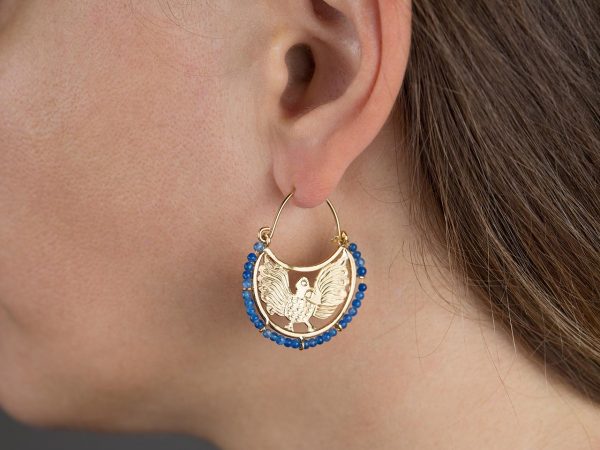 Hand Made Sterling Silver Gold Plated Eagles Byzantine Hoops
