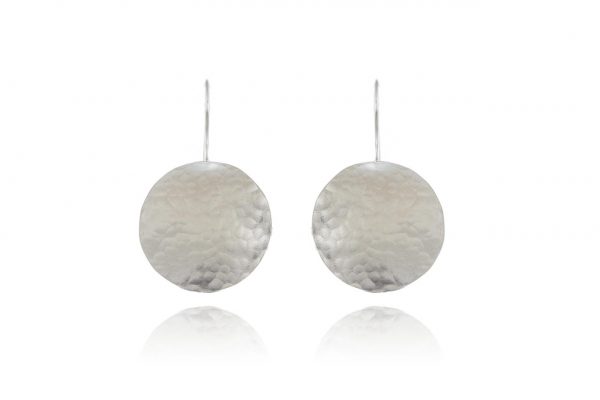 Hand Made Sterling Silver Hammered Disk Earrings