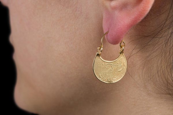Hand Made Sterling Silver Gold Plated Carnation-Bird Byzantine Hoops