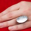 Hand Made Sterling Silver Hammered Oval Ring