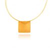 Hand Made Sterling Silver Gold Plated Hammered Square Pendant