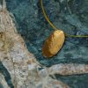 Hand Made Sterling Silver Gold Plated Hammered Oval Pendant