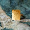 Hand Made Sterling Silver Gold Plated Hammered Square Ring