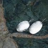 Hand Made Sterling Silver Hammered Oval Earrings