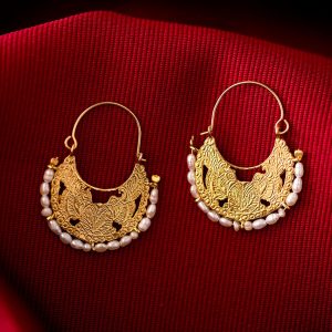 Hand Made Sterling Silver Gold Plated Two Birds Byzantine Hoops