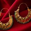 Hand Made Sterling Silver Gold Plated Art Deco Byzantine Hoops