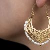 Hand Made Sterling Silver Gold Plated Big Floral Byzantine Hoops