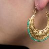 Hand Made Sterling Silver Gold Plated Art Deco Byzantine Hoops