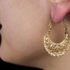 Hand Made Sterling Silver Gold Plated Big Laced Byzantine Hoops