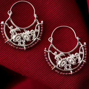 Hand Made Sterling Silver Flower Byzantine Hoops