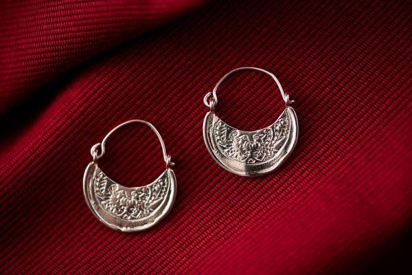 Hand Made Sterling Silver Two Birds Byzantine Hoops