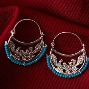 Hand Made Sterling Silver Two Doves Byzantine Hoops