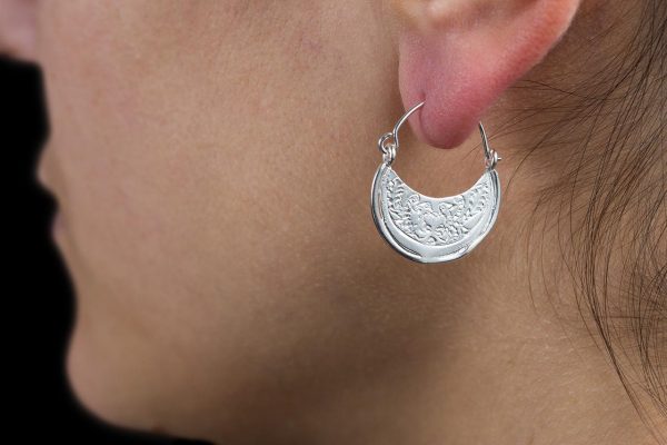 Hand Made Sterling Silver Two Birds Byzantine Hoops